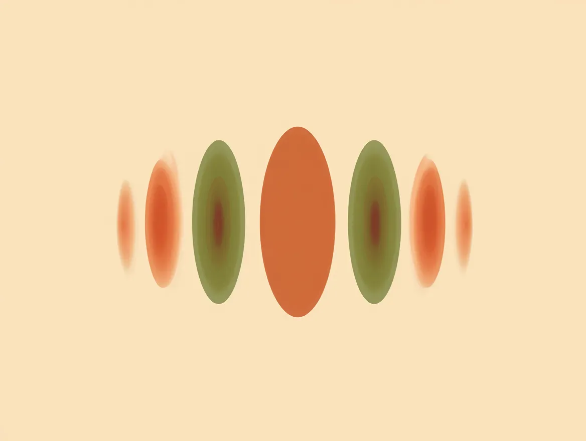 Abstracte weergave van ademritme met concentrische ellipsen die inademing en uitademing representeren